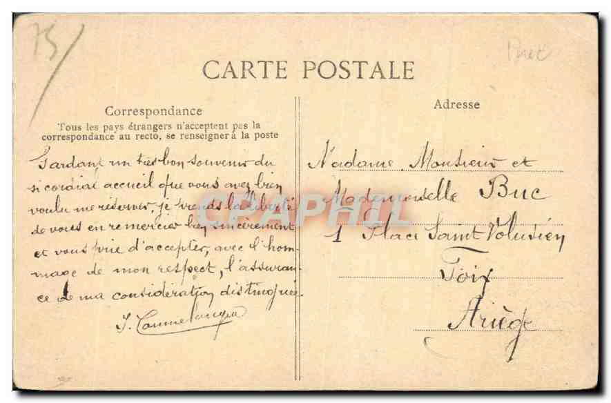CPA Paris Le Pantheon et la Statue de JJ Rousseau  — Rückseite