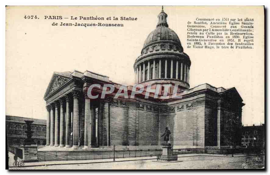 CPA Paris Le Pantheon et la Statue de Jean Jacques Rousseau 