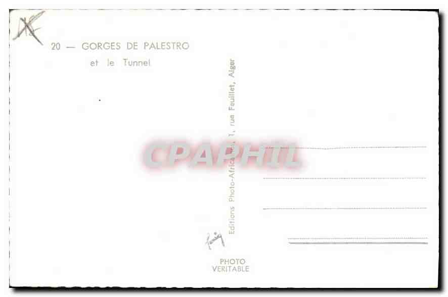 Gorges de Palestro — et le Tunnel — Editions Photo-Africaine, Alger — Verso