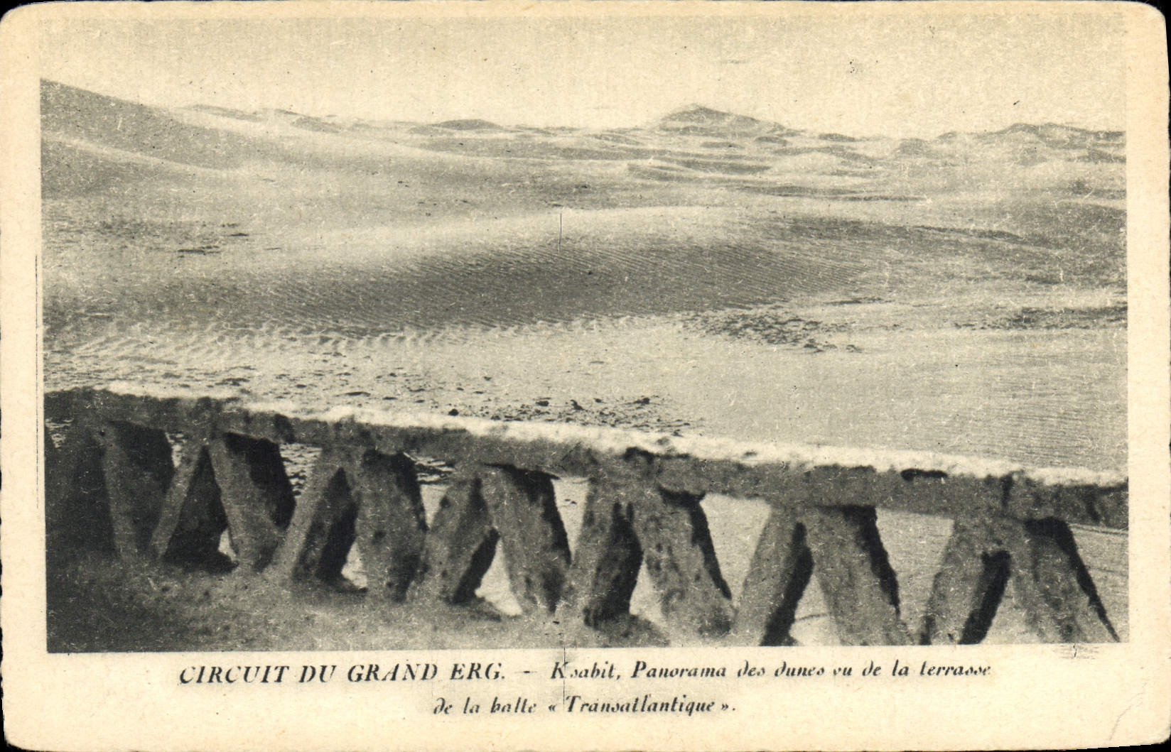 CPA Circuit du Grand Erg Koabit Panorama des dunce vu de la Terrasse de la balle Transatlantique