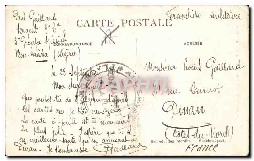 Bou Saâda — Un coin pittoresque de la rivière — J. Gelser, phot.-Alger — Verso