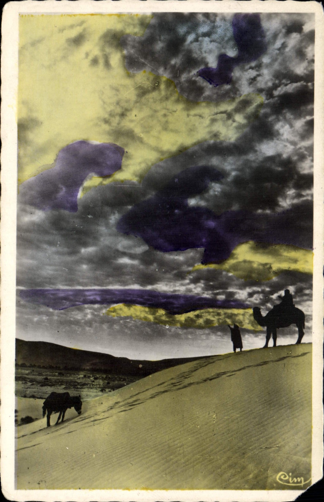 CPA L Afrique Les amonces de l'Orage au Desert 