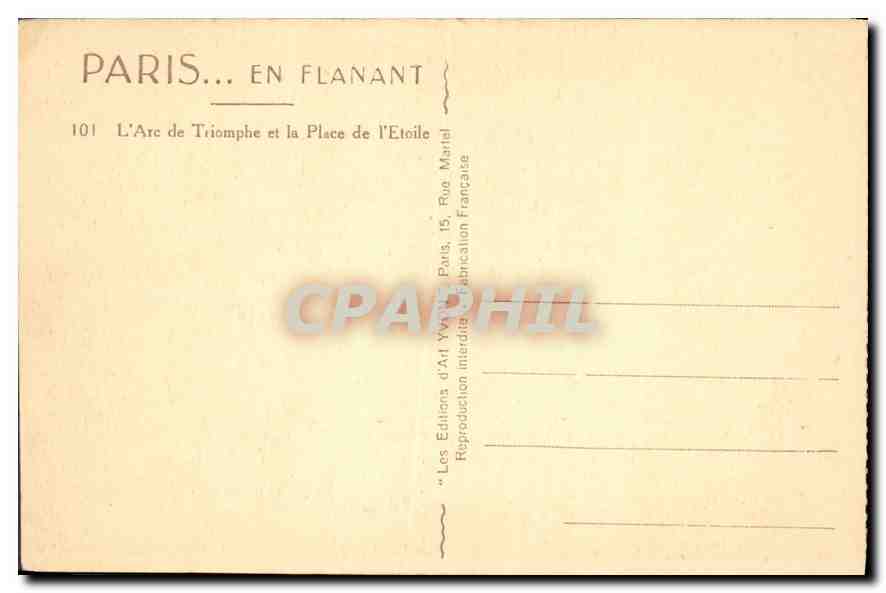 CPA Paris L'Arc de Triomphe et la Place de l'Etoile  — Rückseite