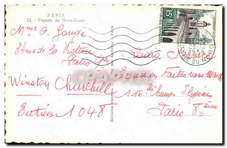 CPA Paris Facade de Notre Dame  — Verso