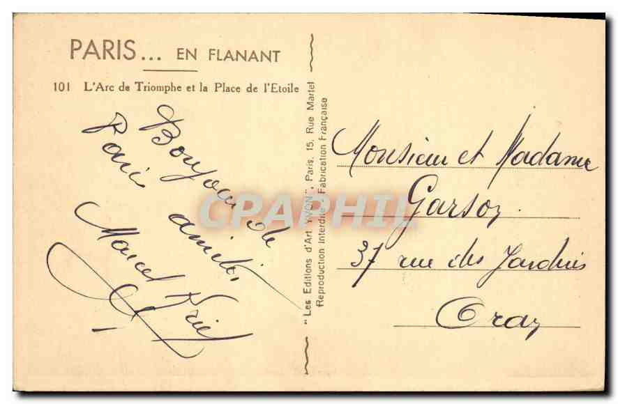 CPA Paris L'Arc de Triomphe et la Place de l'Etoile  — Rückseite