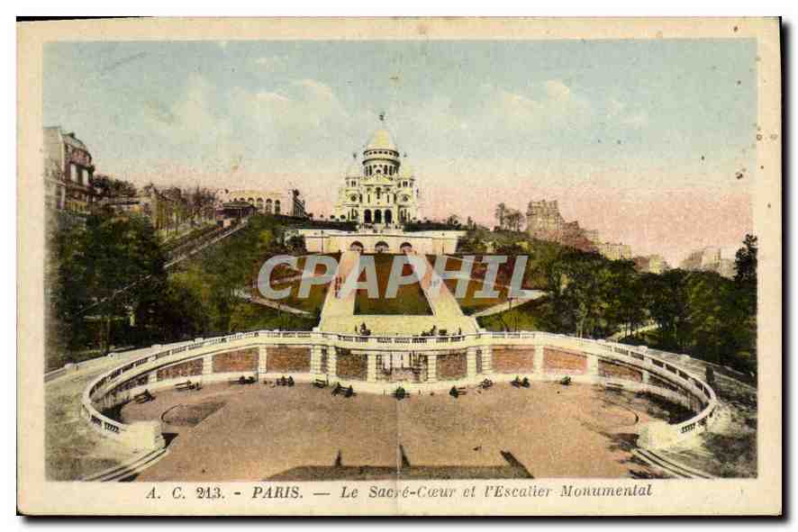 CPA Paris Le Sacre Coeur et l'Escalier Monumental 