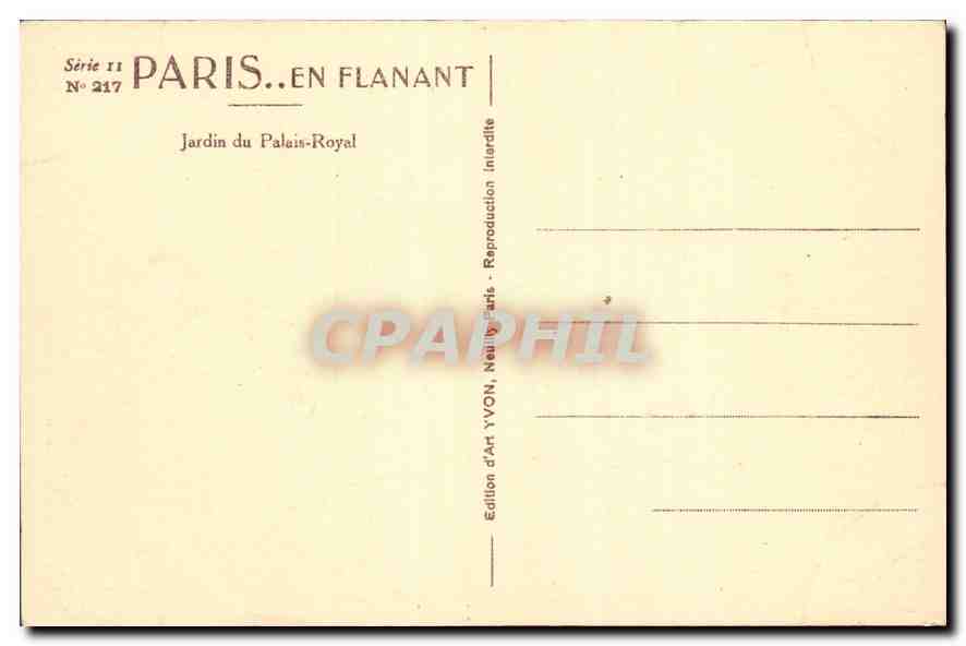 CPA Paris Jardin du Palais Royal  — Rückseite