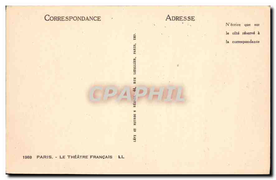 CPA Paris Le Theatre Francais  — Rückseite