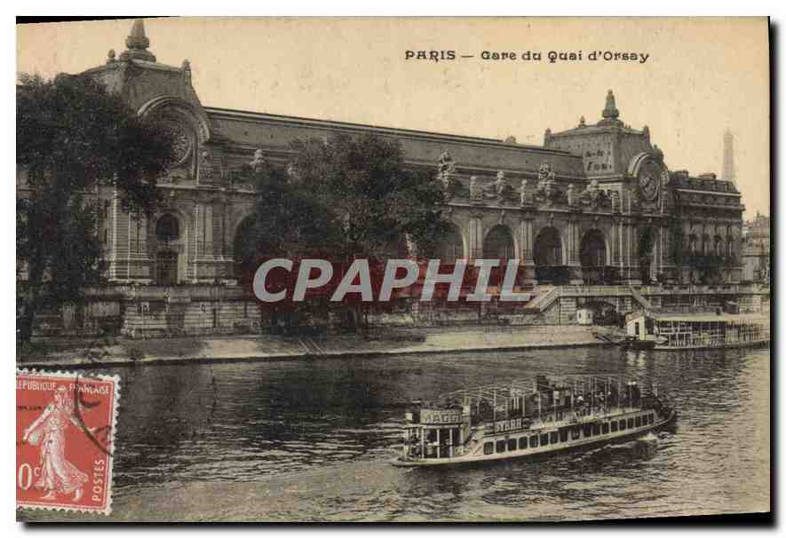 CPA Paris Gare du Quai d'Orsay Bateau