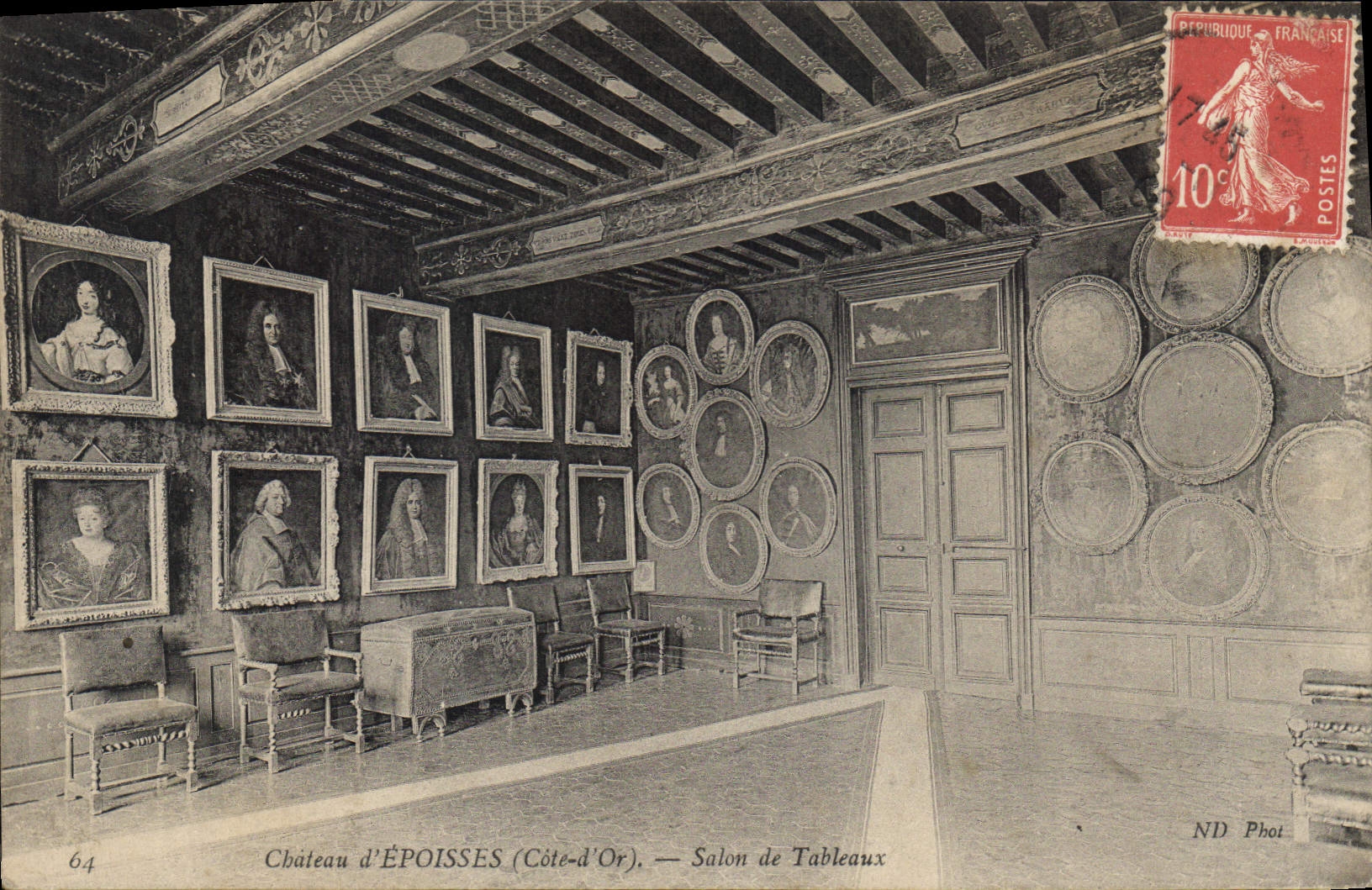 CPA Chateau d'Epoisses Cote d'Or Salon de Tableaux 