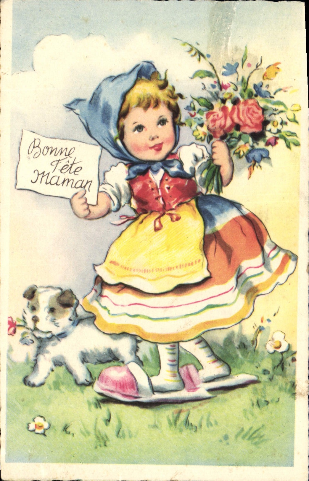 CPA Bonne Fete Maman Enfant Chien