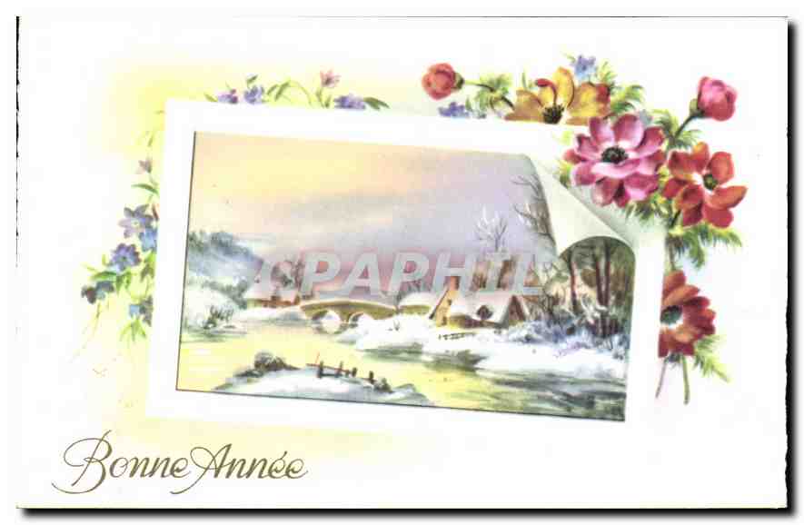 CPA Bonne Annee Fleurs