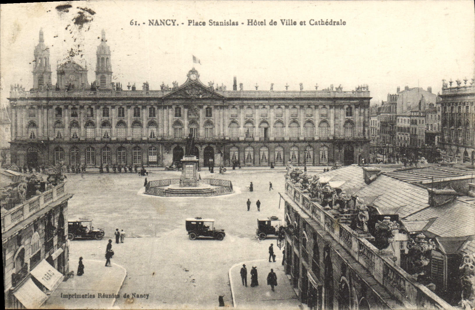 CPA Nancy Place Stanislas hotel de Ville et Cathedrale 