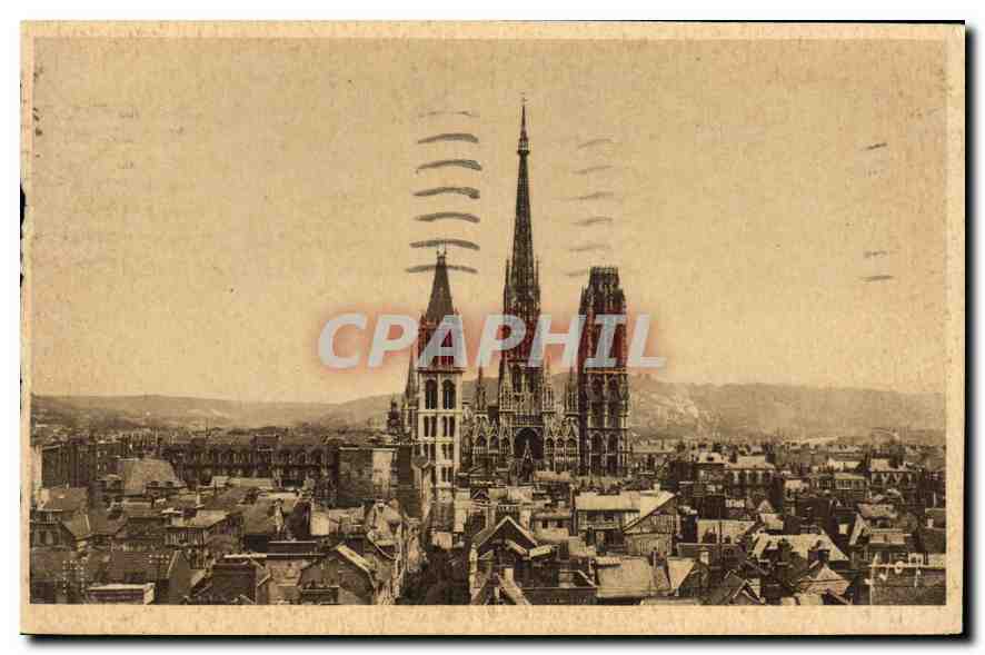 CPA Rouen Seine Inferieure vue generale sur la Ville et la Cathedrale 