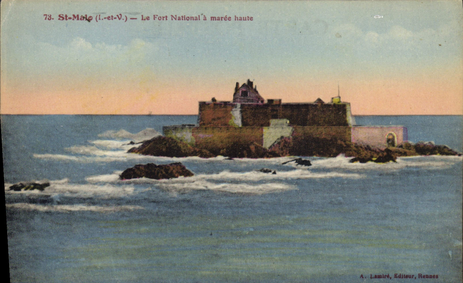 St-Malo (I.-et-V.) — El Fuerte Nacional a marea alta — A. Lamiré, Editor, Rennes