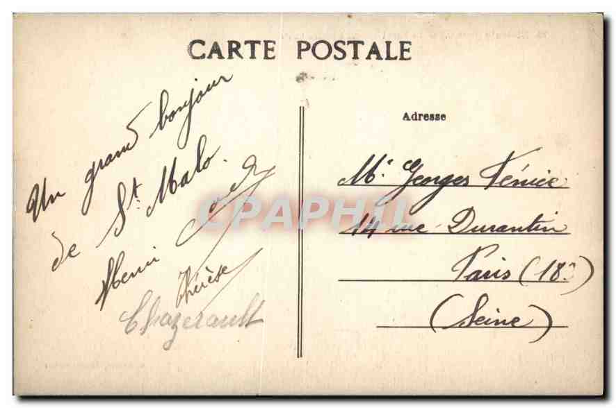 St-Malo (I.-et-V.) — El Fuerte Nacional a marea alta — A. Lamiré, Editor, Rennes — Reverso