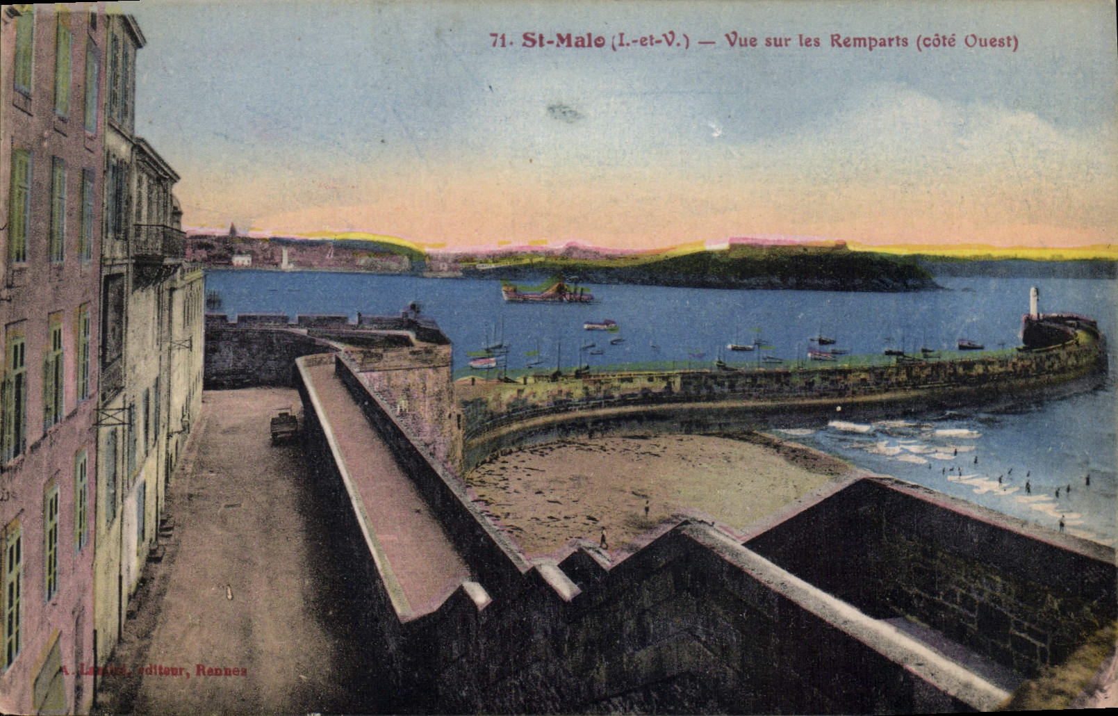 St-Malo (I.-et-V.) — Vue sur les Remparts (côté Ouest) — A. Labeau, éditeur, Rennes