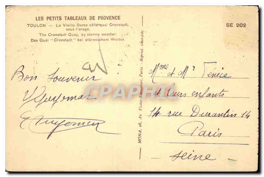 Toulon — Porte de la Côte d'Azur — éditeur Mona, n° SE 202 — Reverso