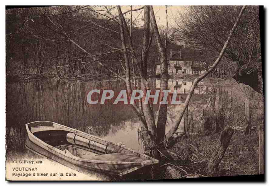 CPA Voutenay Paysage d'hiver sur la Cure 