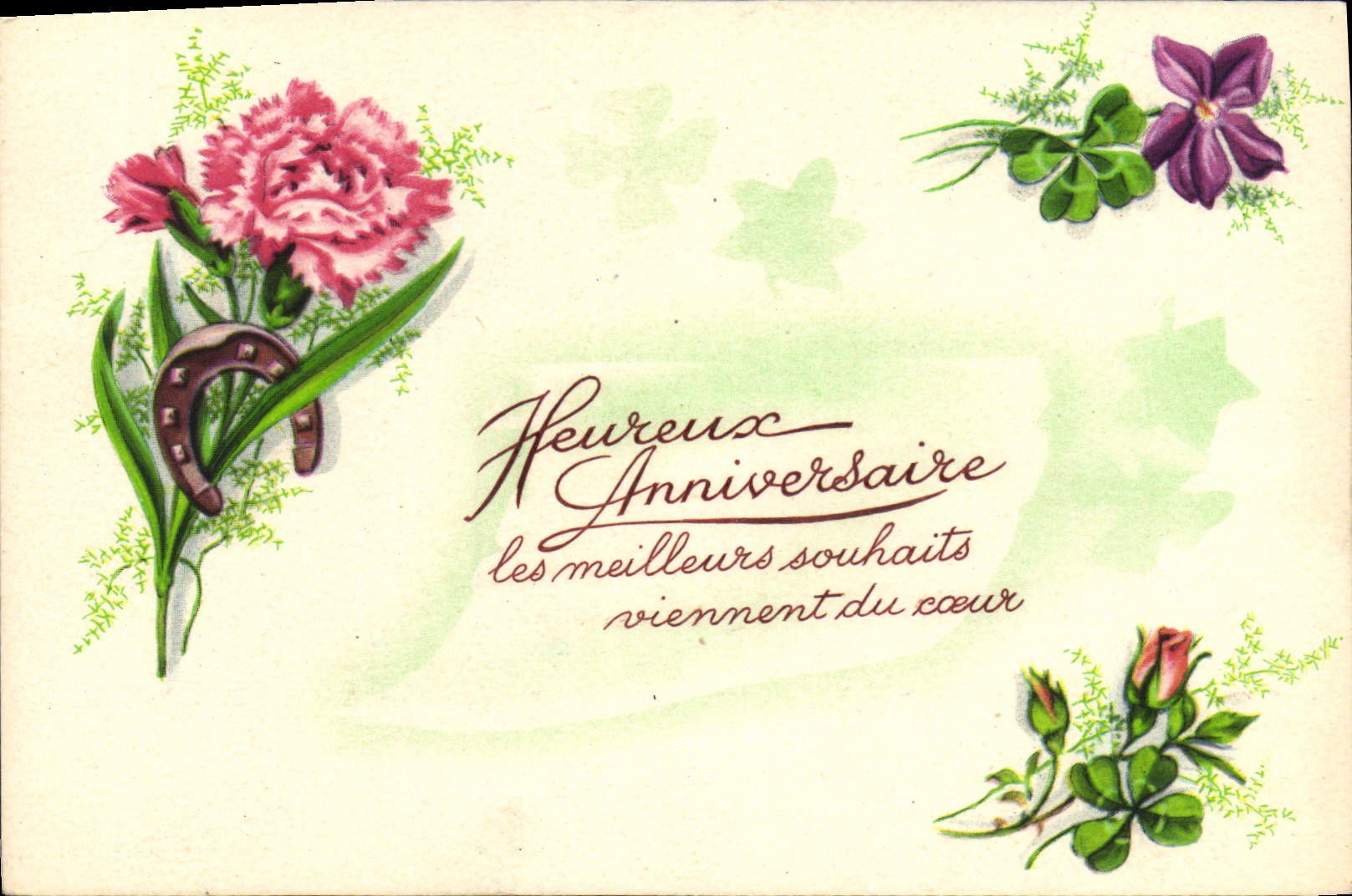 Fleurs et bonheur — Anniversaire — M. D. Paris, série 4250