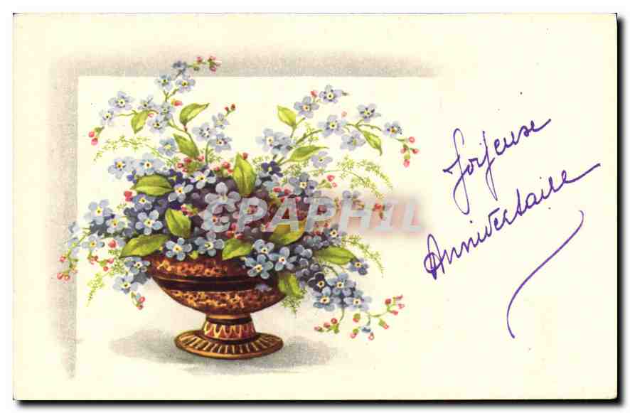 CPA Joyeux Anniversaire Fleurs
