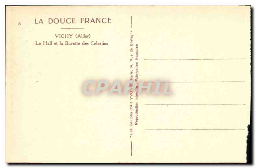 CPA Vichy Allier le Hall et le Buvette des Celestins  — Back
