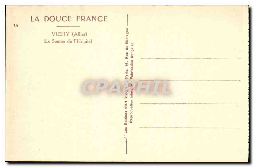 CPA Vichy Allier la Source de l'Hopital  — Rückseite