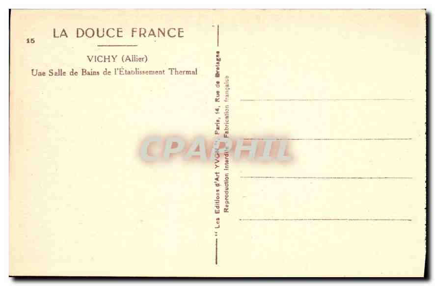 CPA Vichy Allier Une Salle de Bains de l'Etablissement Thermal  — Rückseite