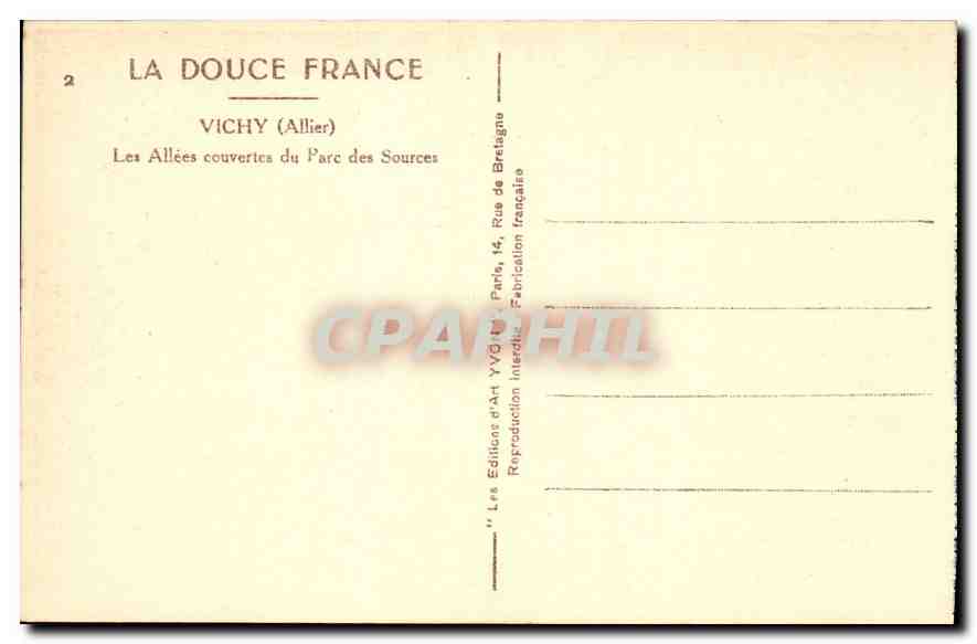 Vichy (Allier) — Les Allées couvertes du Parc des Sources — Les Éditions d'Art YV09 — Back