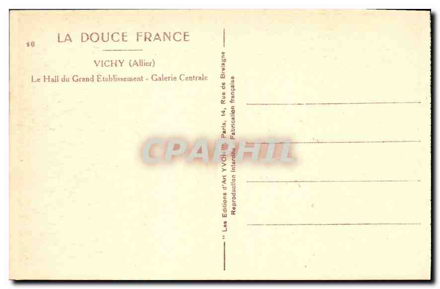 Vichy (Allier) — Le Hall du Grand Établissement - Galerie Centrale — Éditions d'Art Yvon — Rückseite