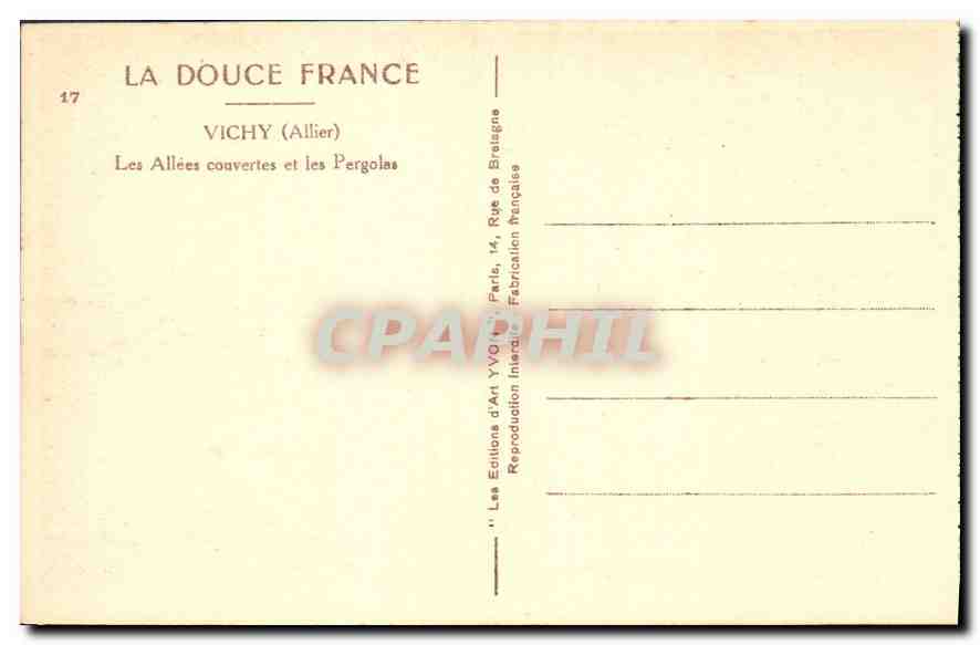 Vichy (Allier) — Les Allées couvertes et les Pergolas — Éditions d'Art Yvon — Rückseite