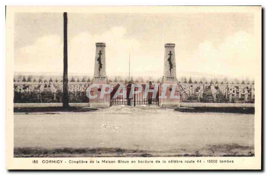 CPA Cormicy Cimetiere de la Maison Bleue en Bordure de la celebre route 44 