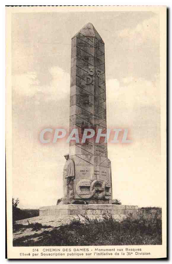 Chemin des Dames - Monument aux Basques - Élevé par souscription publique sur l'initiative de la 36e Division