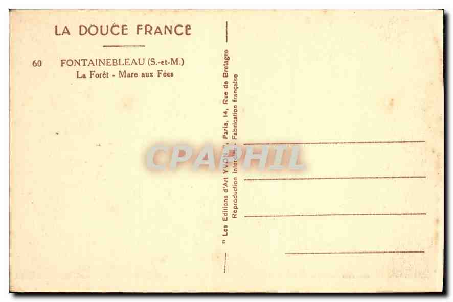 La Foresta - Mare aux Fées — Fontainebleau (S.-et-M.) — Les Éditions d'Art XVOC, Parigi — Verso