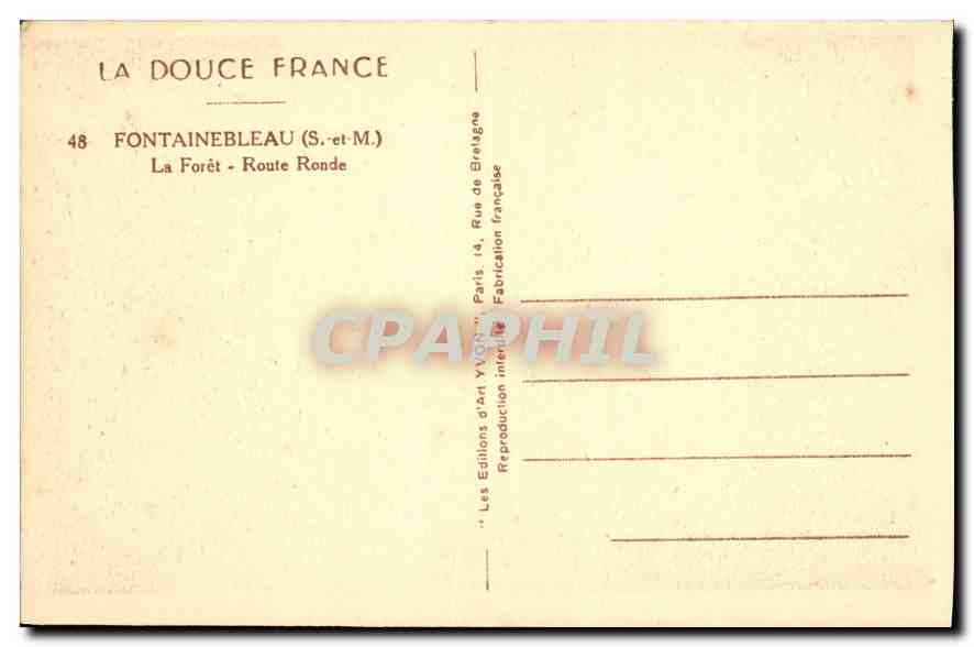 Foresta di Fontainebleau — Route Ronde — Edizioni d'Arte YVON — Verso