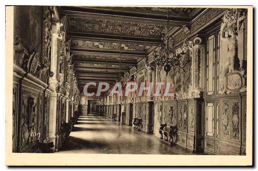 Antike Ansichtskarte Fontainebleau S und M das Schloss Gelerie Francois Ier