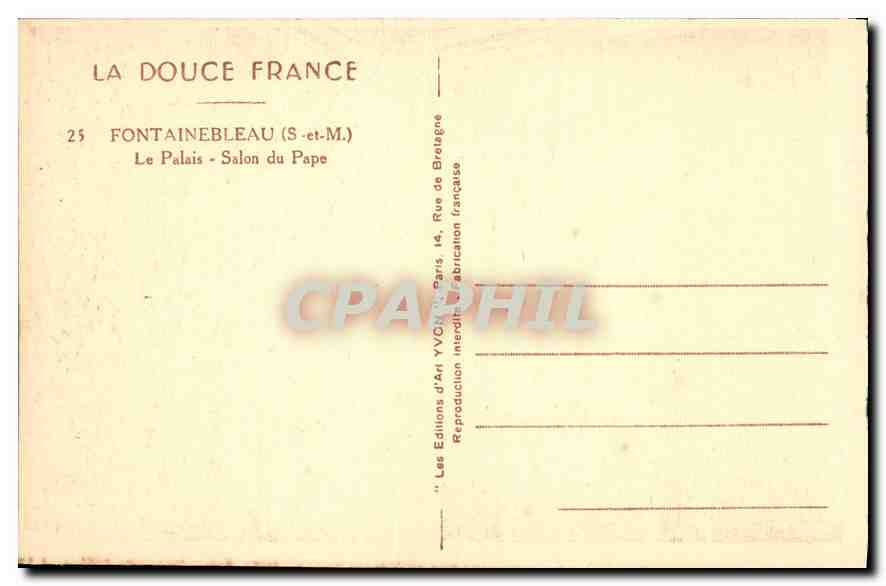 Fontainebleau — Salon du Pape — Les Éditions d'Art Yvon, Paris — Reverso