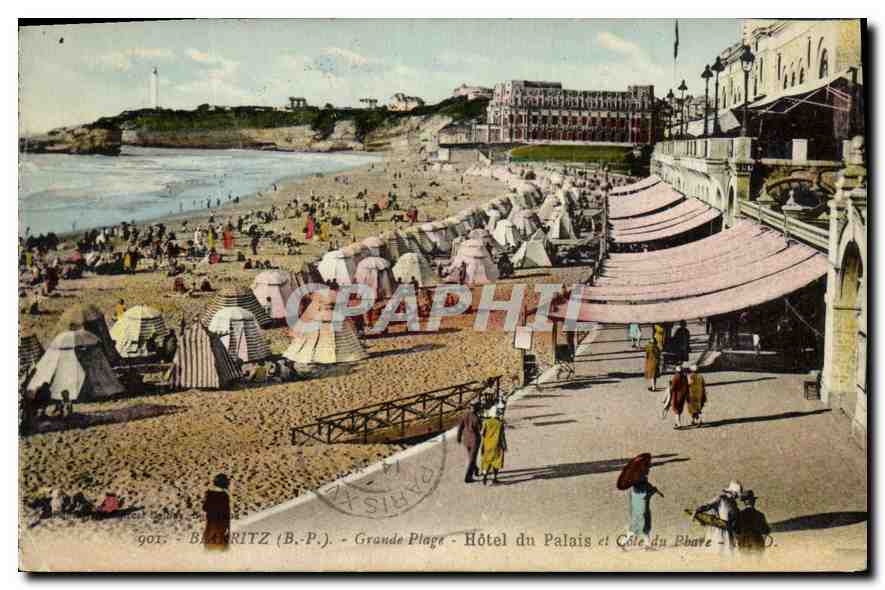 CPA Biarritz B P Grande Plage Hotel du Palais et Cote du Phare 