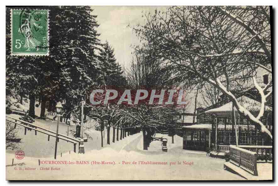 CPA Bourbonne les Bains Hte Marne Parc de l'Etablissement par la Neige 