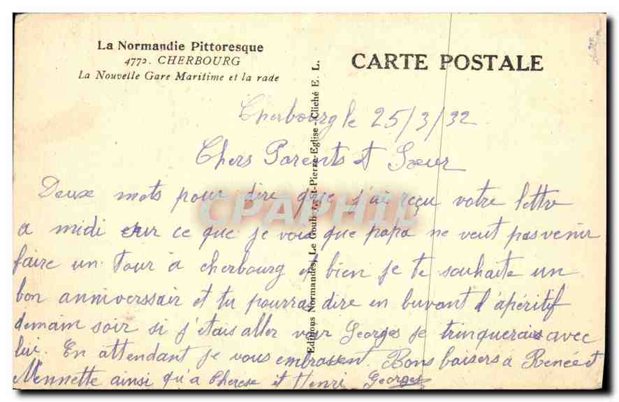 La Nouvelle Gare Maritime et la rade — Cherbourg — Éditions Normandie Pittoresque — Rückseite