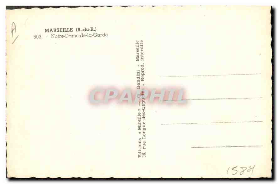 CPA Marseille B du R Notre Dame de la Garde  — Rückseite