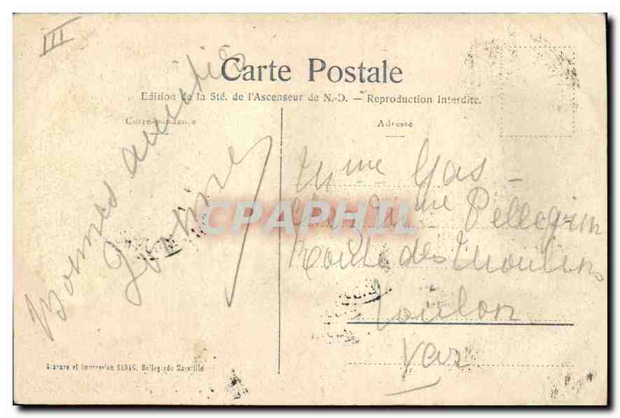 CPA Marseille Ascenseur de N D de la Garde  — Rückseite