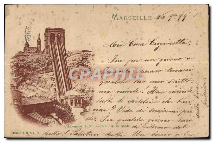 L'Ascenseur de Notre-Dame de la Garde — Marseille — éditeur R. & J. D. n° 10421