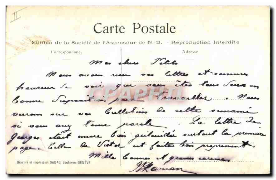 CPA Marseille Ascenseur de N D de la Garde  — Rückseite
