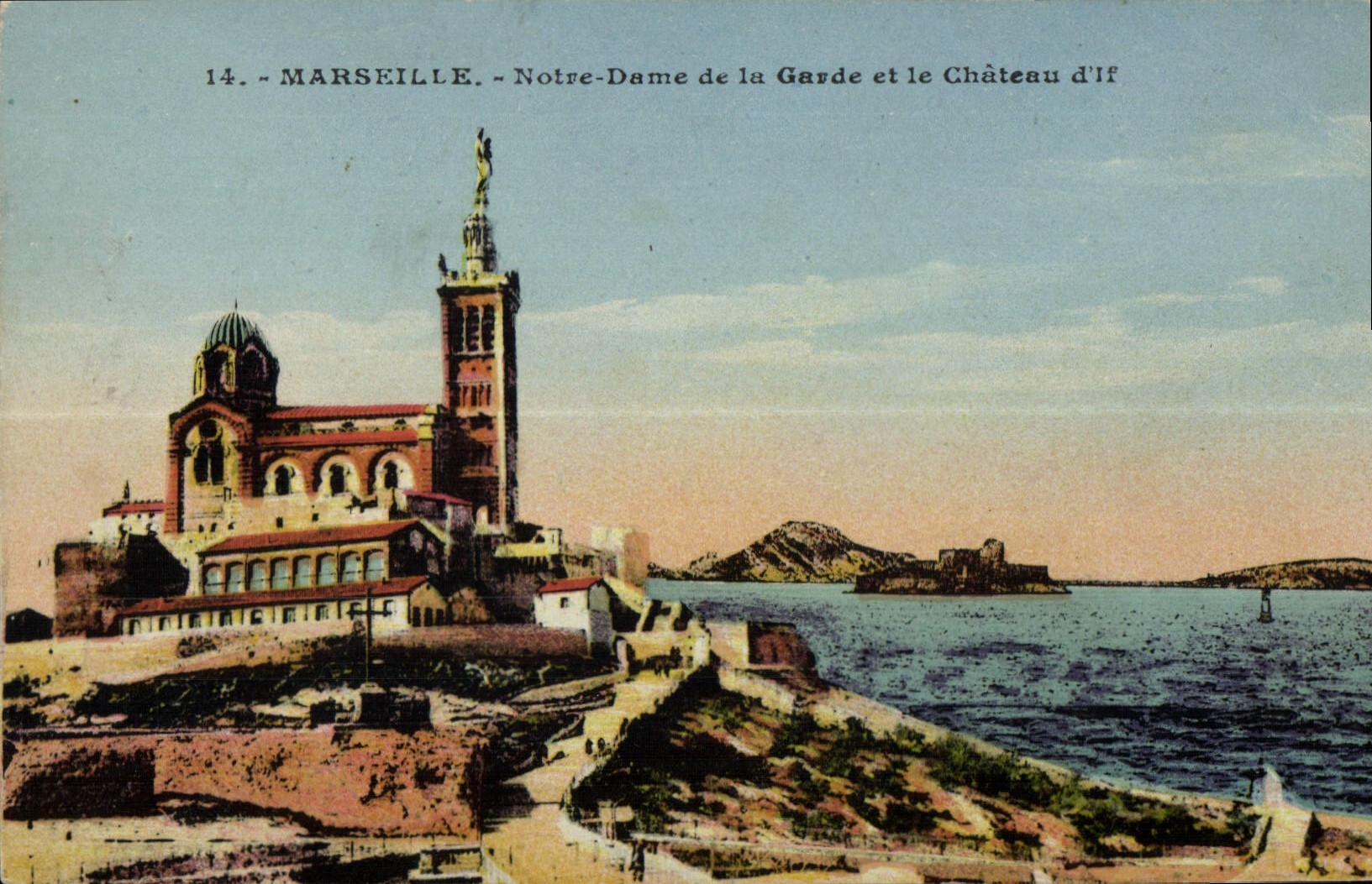 CPA Marseille Notre Dame de la Garde et le Chateau d'If 