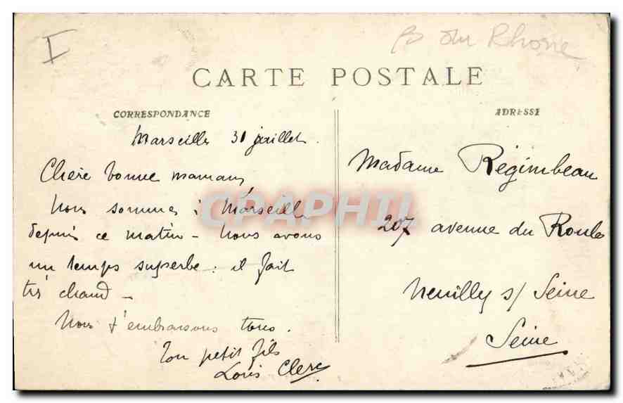 CPA Marseille N D de la Garde  — Rückseite