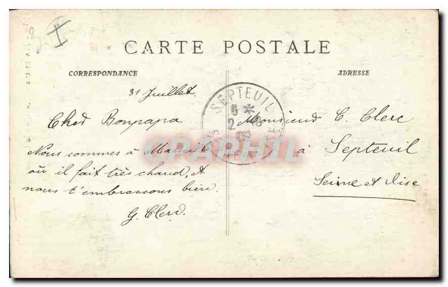 CPA Marseille N D de la Garde  — Rückseite