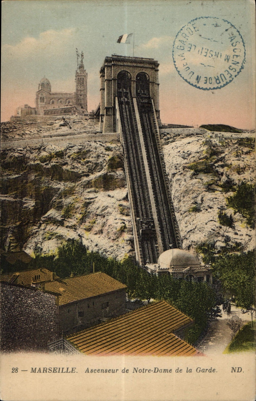 CPA Marseille Ascenseur de Notre Dame de la Garde 