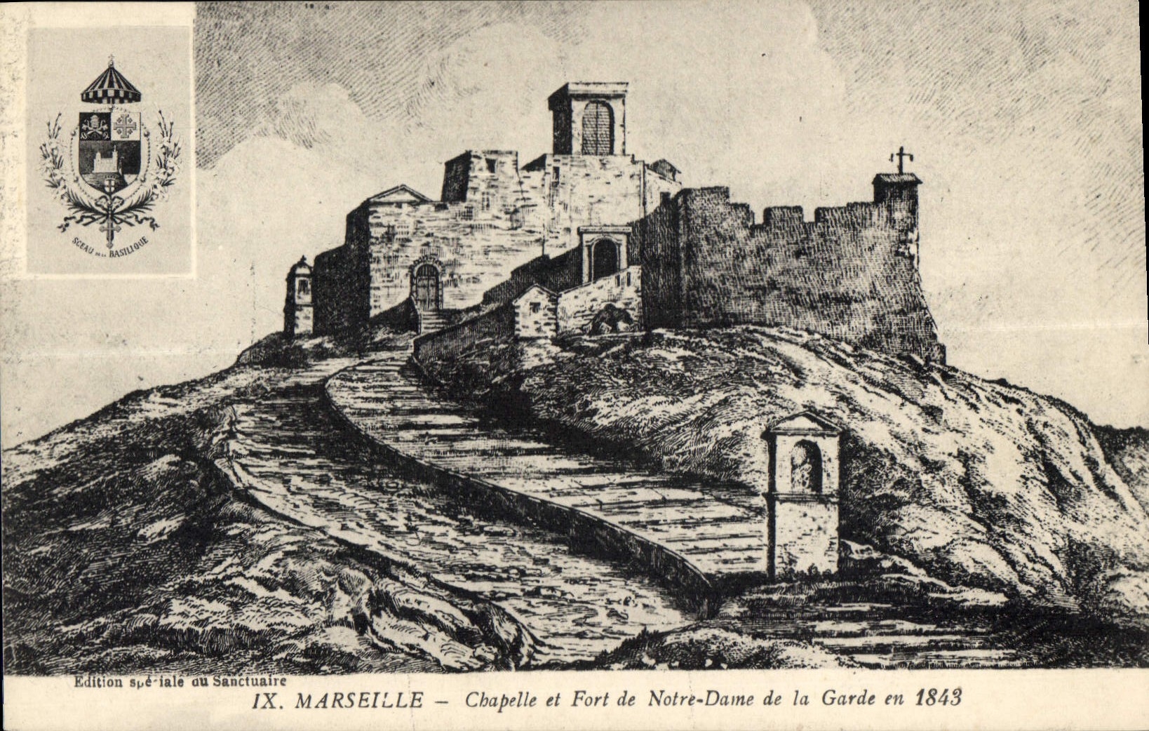 CPA Marseille Chapelle et Fort de Notre Dame de la Garde en 1843 