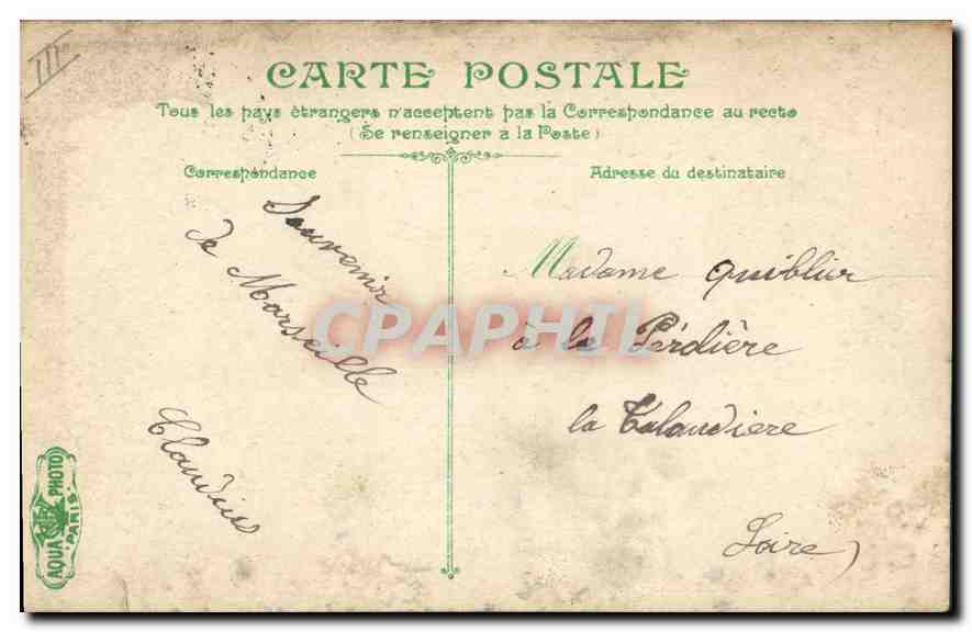 CPA Marseille Colline de N D de la Garde  — Rückseite